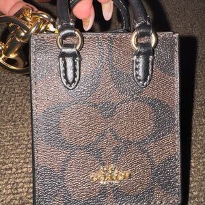 Coach Black and Brown Textured Mini Bag charm